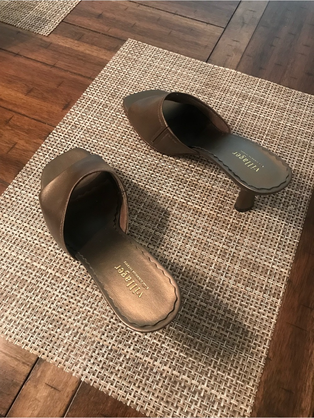 villager Brown Leather Open-Toe Slide Mules
